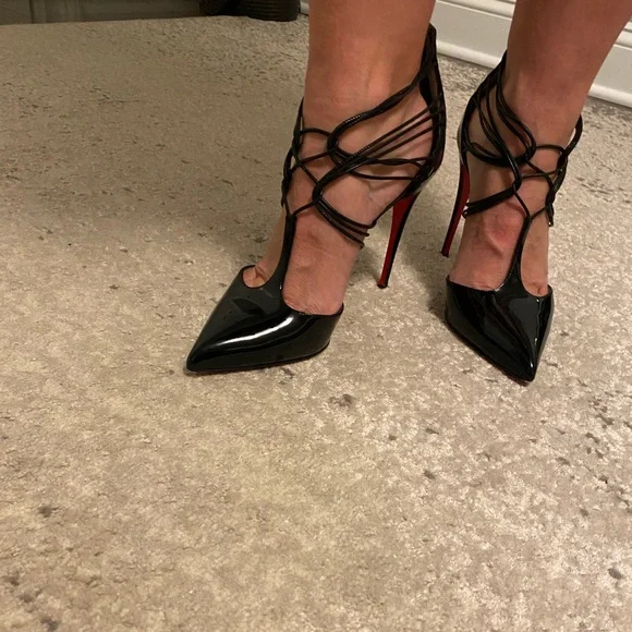 Christian Louboutin Confusa 100 Size 8-8.5 Patent Black Killer Heels - Picture 11 of 12